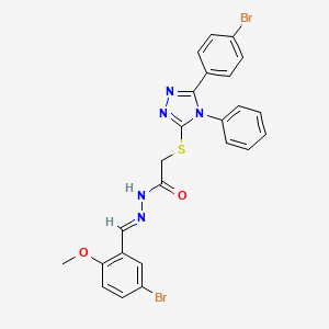 molecular formula C24H19Br2N5O2S B11658805 N'-[(E)-(5-bromo-2-methoxyphenyl)methylidene]-2-{[5-(4-bromophenyl)-4-phenyl-4H-1,2,4-triazol-3-yl]sulfanyl}acetohydrazide CAS No. 303103-20-0