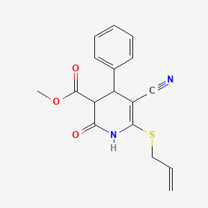molecular formula C17H16N2O3S B11658879 Methyl 5-cyano-2-oxo-4-phenyl-6-(prop-2-en-1-ylsulfanyl)-1,2,3,4-tetrahydropyridine-3-carboxylate 