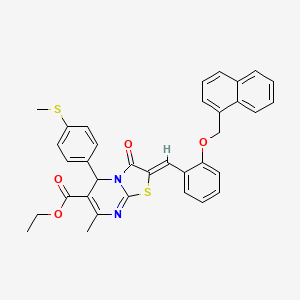 molecular formula C35H30N2O4S2 B11658881 ethyl (2Z)-7-methyl-5-[4-(methylsulfanyl)phenyl]-2-[2-(naphthalen-1-ylmethoxy)benzylidene]-3-oxo-2,3-dihydro-5H-[1,3]thiazolo[3,2-a]pyrimidine-6-carboxylate 