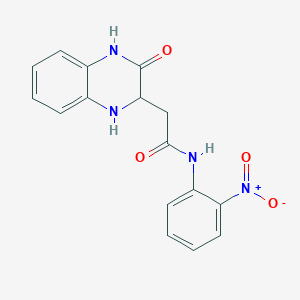molecular formula C16H14N4O4 B11658935 N-(2-nitrophenyl)-2-(3-oxo-1,2,3,4-tetrahydroquinoxalin-2-yl)acetamide 