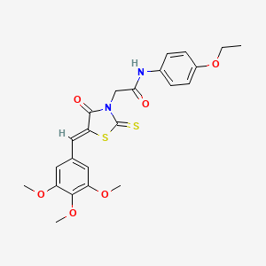 molecular formula C23H24N2O6S2 B11658953 N-(4-ethoxyphenyl)-2-[(5Z)-4-oxo-2-sulfanylidene-5-[(3,4,5-trimethoxyphenyl)methylidene]-1,3-thiazolidin-3-yl]acetamide 