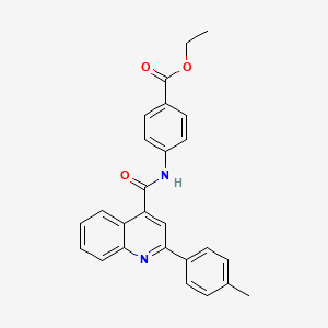 molecular formula C26H22N2O3 B11658975 Ethyl 4-[2-(4-methylphenyl)quinoline-4-amido]benzoate 