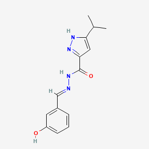 molecular formula C14H16N4O2 B11658979 N'-[(E)-(3-hydroxyphenyl)methylidene]-3-(propan-2-yl)-1H-pyrazole-5-carbohydrazide 
