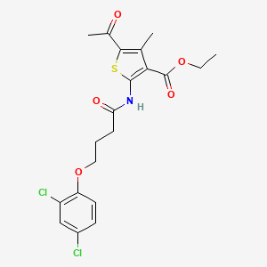 molecular formula C20H21Cl2NO5S B11658985 Ethyl 5-acetyl-2-{[4-(2,4-dichlorophenoxy)butanoyl]amino}-4-methylthiophene-3-carboxylate 