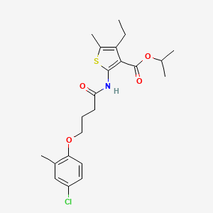 molecular formula C22H28ClNO4S B11658997 Propan-2-yl 2-{[4-(4-chloro-2-methylphenoxy)butanoyl]amino}-4-ethyl-5-methylthiophene-3-carboxylate 