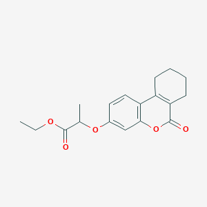 molecular formula C18H20O5 B11659027 Ethyl 2-((6-oxo-7,8,9,10-tetrahydro-6H-benzo(C)chromen-3-YL)oxy)propanoate 