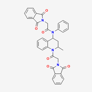 molecular formula C36H28N4O6 B11659029 2-(1,3-dioxo-1,3-dihydro-2H-isoindol-2-yl)-N-{1-[(1,3-dioxo-1,3-dihydro-2H-isoindol-2-yl)acetyl]-2-methyl-1,2,3,4-tetrahydroquinolin-4-yl}-N-phenylacetamide 