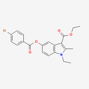 molecular formula C21H20BrNO4 B11659067 ethyl 5-[(4-bromobenzoyl)oxy]-1-ethyl-2-methyl-1H-indole-3-carboxylate 
