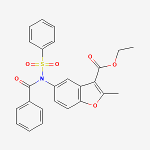 molecular formula C25H21NO6S B11659104 Ethyl 2-methyl-5-[(phenylcarbonyl)(phenylsulfonyl)amino]-1-benzofuran-3-carboxylate 