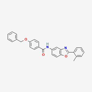 molecular formula C28H22N2O3 B11659154 4-(benzyloxy)-N-[2-(2-methylphenyl)-1,3-benzoxazol-5-yl]benzamide 