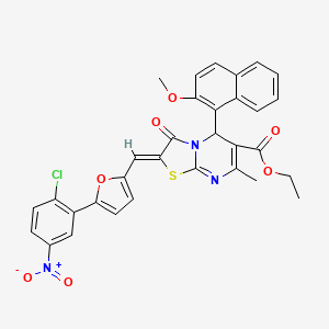 molecular formula C32H24ClN3O7S B11659194 ethyl (2Z)-2-{[5-(2-chloro-5-nitrophenyl)furan-2-yl]methylidene}-5-(2-methoxynaphthalen-1-yl)-7-methyl-3-oxo-2,3-dihydro-5H-[1,3]thiazolo[3,2-a]pyrimidine-6-carboxylate 