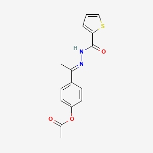 molecular formula C15H14N2O3S B11659268 4-(N-(2-Thienylcarbonyl)ethanehydrazonoyl)phenyl acetate 