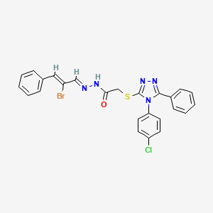 molecular formula C25H19BrClN5OS B11659289 N'-[(1E,2Z)-2-bromo-3-phenylprop-2-en-1-ylidene]-2-{[4-(4-chlorophenyl)-5-phenyl-4H-1,2,4-triazol-3-yl]sulfanyl}acetohydrazide 