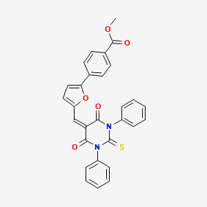molecular formula C29H20N2O5S B11659324 methyl 4-{5-[(4,6-dioxo-1,3-diphenyl-2-thioxotetrahydropyrimidin-5(2H)-ylidene)methyl]furan-2-yl}benzoate 