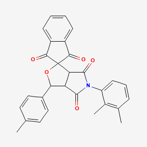 molecular formula C29H23NO5 B11659326 5-(2,3-dimethylphenyl)-3-(4-methylphenyl)-3a,6a-dihydrospiro[furo[3,4-c]pyrrole-1,2'-indene]-1',3',4,6(3H,5H)-tetrone 