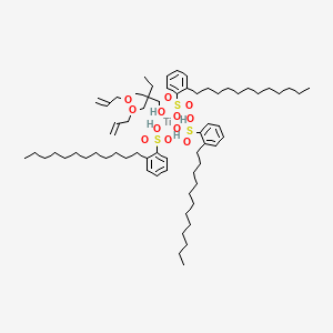 molecular formula C66H112O12S3Ti B1165969 Titanium, (2,2-bis((2-propenyloxy-kappaO)methyl)-1-butanolato-kappaO)tris(dodecylbenzenesulfonato-kappaO)- CAS No. 103406-74-2