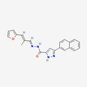 molecular formula C22H18N4O2 B11659804 N'-[(1E,2E)-3-(2-furyl)-2-methylprop-2-enylidene]-3-(2-naphthyl)-1H-pyrazole-5-carbohydrazide 