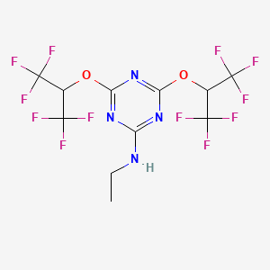 molecular formula C11H8F12N4O2 B11659814 N-ethyl-4,6-bis[(1,1,1,3,3,3-hexafluoropropan-2-yl)oxy]-1,3,5-triazin-2-amine 