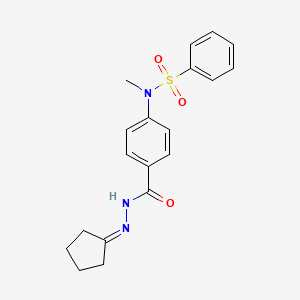 molecular formula C19H21N3O3S B11659819 N-{4-[(2-cyclopentylidenehydrazinyl)carbonyl]phenyl}-N-methylbenzenesulfonamide 