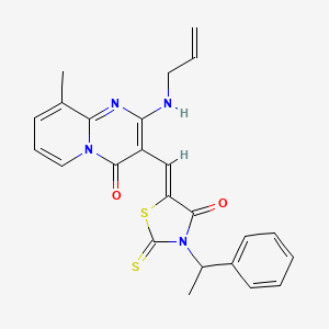 molecular formula C24H22N4O2S2 B11659861 2-(allylamino)-9-methyl-3-{(Z)-[4-oxo-3-(1-phenylethyl)-2-thioxo-1,3-thiazolidin-5-ylidene]methyl}-4H-pyrido[1,2-a]pyrimidin-4-one CAS No. 361995-71-3
