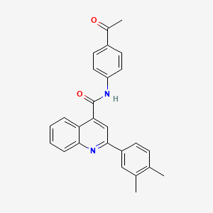 molecular formula C26H22N2O2 B11659885 N-(4-acetylphenyl)-2-(3,4-dimethylphenyl)quinoline-4-carboxamide 