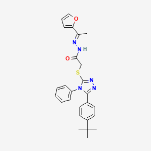 molecular formula C26H27N5O2S B11659898 2-{[5-(4-tert-butylphenyl)-4-phenyl-4H-1,2,4-triazol-3-yl]sulfanyl}-N'-[(1E)-1-(furan-2-yl)ethylidene]acetohydrazide 