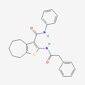 molecular formula C24H24N2O2S B11659963 N-phenyl-2-[(phenylacetyl)amino]-5,6,7,8-tetrahydro-4H-cyclohepta[b]thiophene-3-carboxamide 