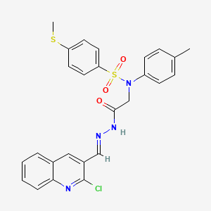 molecular formula C26H23ClN4O3S2 B11660011 N-({N'-[(E)-(2-Chloroquinolin-3-YL)methylidene]hydrazinecarbonyl}methyl)-N-(4-methylphenyl)-4-(methylsulfanyl)benzene-1-sulfonamide 