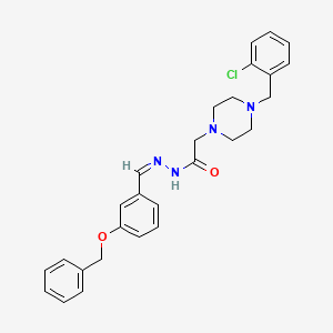 molecular formula C27H29ClN4O2 B11660058 N'-[(Z)-[3-(Benzyloxy)phenyl]methylidene]-2-{4-[(2-chlorophenyl)methyl]piperazin-1-YL}acetohydrazide 