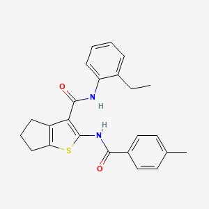 molecular formula C24H24N2O2S B11660118 N-(2-ethylphenyl)-2-{[(4-methylphenyl)carbonyl]amino}-5,6-dihydro-4H-cyclopenta[b]thiophene-3-carboxamide 