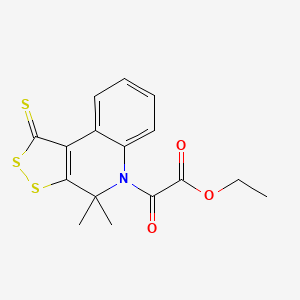 molecular formula C16H15NO3S3 B11660127 ethyl (4,4-dimethyl-1-thioxo-1,4-dihydro-5H-[1,2]dithiolo[3,4-c]quinolin-5-yl)(oxo)acetate CAS No. 4531-91-3