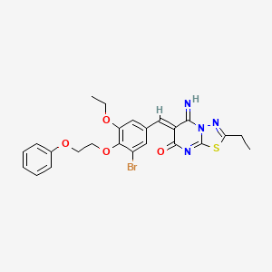 molecular formula C24H23BrN4O4S B11660132 (6Z)-6-[3-bromo-5-ethoxy-4-(2-phenoxyethoxy)benzylidene]-2-ethyl-5-imino-5,6-dihydro-7H-[1,3,4]thiadiazolo[3,2-a]pyrimidin-7-one 