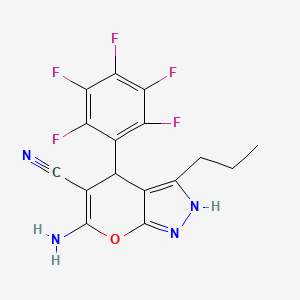 molecular formula C16H11F5N4O B11660173 6-Amino-4-(pentafluorophenyl)-3-propyl-1,4-dihydropyrano[2,3-c]pyrazole-5-carbonitrile 
