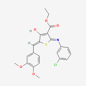 molecular formula C22H20ClNO5S B11660191 ethyl (5Z)-2-[(3-chlorophenyl)amino]-5-(3,4-dimethoxybenzylidene)-4-oxo-4,5-dihydrothiophene-3-carboxylate 