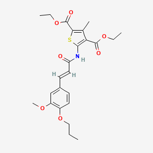 molecular formula C24H29NO7S B11660204 diethyl 5-{[(2E)-3-(3-methoxy-4-propoxyphenyl)prop-2-enoyl]amino}-3-methylthiophene-2,4-dicarboxylate 