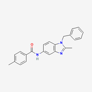 molecular formula C23H21N3O B11660235 N-(1-benzyl-2-methyl-1H-benzimidazol-5-yl)-4-methylbenzamide 