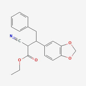 molecular formula C20H19NO4 B11660243 Ethyl 3-(1,3-benzodioxol-5-yl)-2-cyano-4-phenylbutanoate 
