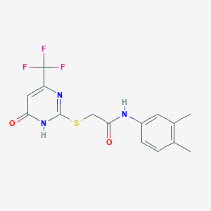 molecular formula C15H14F3N3O2S B11660244 N-(3,4-dimethylphenyl)-2-{[6-oxo-4-(trifluoromethyl)-1,6-dihydropyrimidin-2-yl]sulfanyl}acetamide 