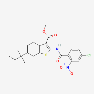 molecular formula C22H25ClN2O5S B11660257 Methyl 2-{[(4-chloro-2-nitrophenyl)carbonyl]amino}-6-(2-methylbutan-2-yl)-4,5,6,7-tetrahydro-1-benzothiophene-3-carboxylate 