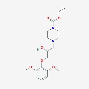 molecular formula C18H28N2O6 B11660289 Ethyl 4-[3-(2,6-dimethoxyphenoxy)-2-hydroxypropyl]piperazine-1-carboxylate 
