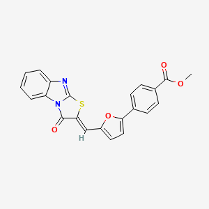molecular formula C22H14N2O4S B11660339 methyl 4-{5-[(Z)-(3-oxo[1,3]thiazolo[3,2-a]benzimidazol-2(3H)-ylidene)methyl]furan-2-yl}benzoate 