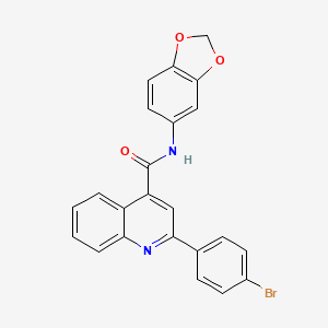 molecular formula C23H15BrN2O3 B11660344 N-(1,3-benzodioxol-5-yl)-2-(4-bromophenyl)quinoline-4-carboxamide 