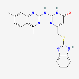 molecular formula C22H19N7OS B11660356 6-[(1H-benzimidazol-2-ylsulfanyl)methyl]-2-[(4,7-dimethylquinazolin-2-yl)amino]pyrimidin-4-ol 