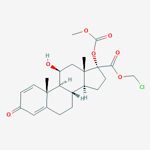 molecular formula C23H29ClO7 B116604 Chloromethyl (8S,9S,10R,11S,13S,14S,17R)-11-hydroxy-17-methoxycarbonyloxy-10,13-dimethyl-3-oxo-7,8,9,11,12,14,15,16-octahydro-6H-cyclopenta[a]phenanthrene-17-carboxylate CAS No. 265651-89-6
