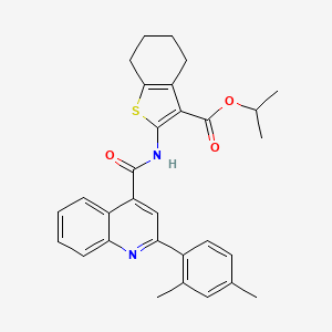 molecular formula C30H30N2O3S B11660451 Propan-2-yl 2-({[2-(2,4-dimethylphenyl)quinolin-4-yl]carbonyl}amino)-4,5,6,7-tetrahydro-1-benzothiophene-3-carboxylate 