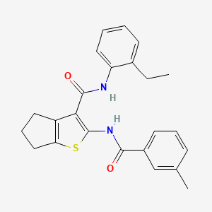 molecular formula C24H24N2O2S B11660465 N-(2-ethylphenyl)-2-{[(3-methylphenyl)carbonyl]amino}-5,6-dihydro-4H-cyclopenta[b]thiophene-3-carboxamide 