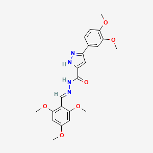 molecular formula C22H24N4O6 B11660469 3-(3,4-DI-Meo-PH)-N'-(2,4,6-trimethoxybenzylidene)-1H-pyrazole-5-carbohydrazide 