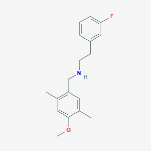 molecular formula C18H22FNO B11660482 2-(3-fluorophenyl)-N-(4-methoxy-2,5-dimethylbenzyl)ethanamine 