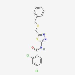 molecular formula C17H13Cl2N3OS2 B11660543 N-{5-[(benzylsulfanyl)methyl]-1,3,4-thiadiazol-2-yl}-2,4-dichlorobenzamide 