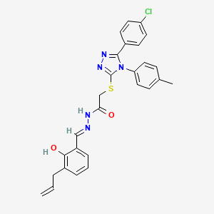 molecular formula C27H24ClN5O2S B11660550 2-{[5-(4-chlorophenyl)-4-(4-methylphenyl)-4H-1,2,4-triazol-3-yl]sulfanyl}-N'-{(E)-[2-hydroxy-3-(prop-2-en-1-yl)phenyl]methylidene}acetohydrazide 